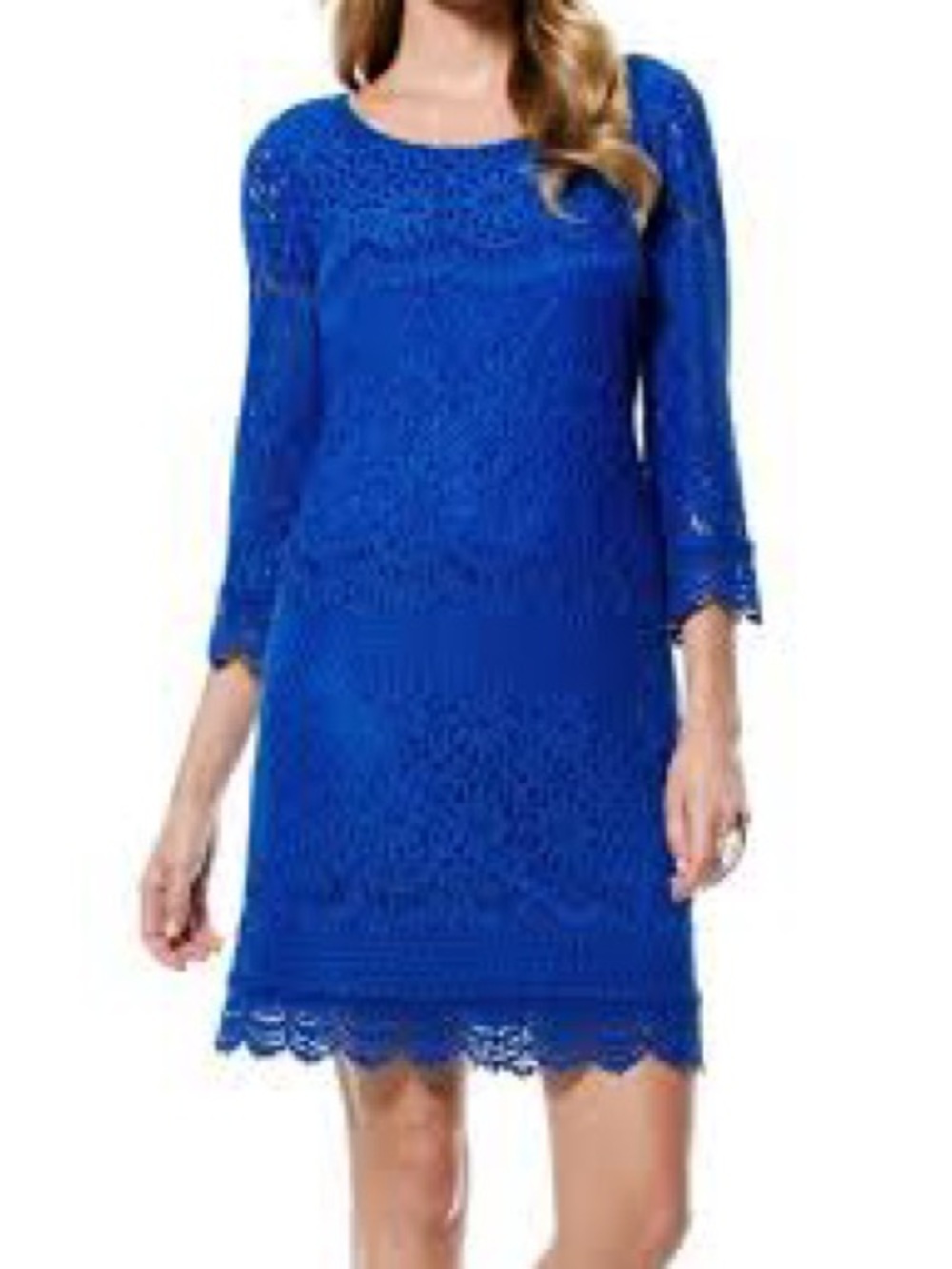 Chico’s Rich Cobalt Blue Lace Fit & Flare Dress Size 1 Medium NWT